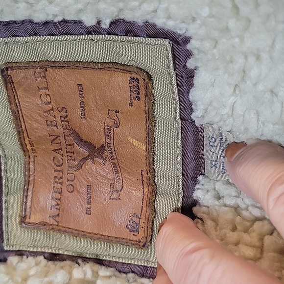 VINTAGE 90'S AMERICAN EAGLE Full Zip Tan Men's Jacket XL/TG - Picture 9 of 13